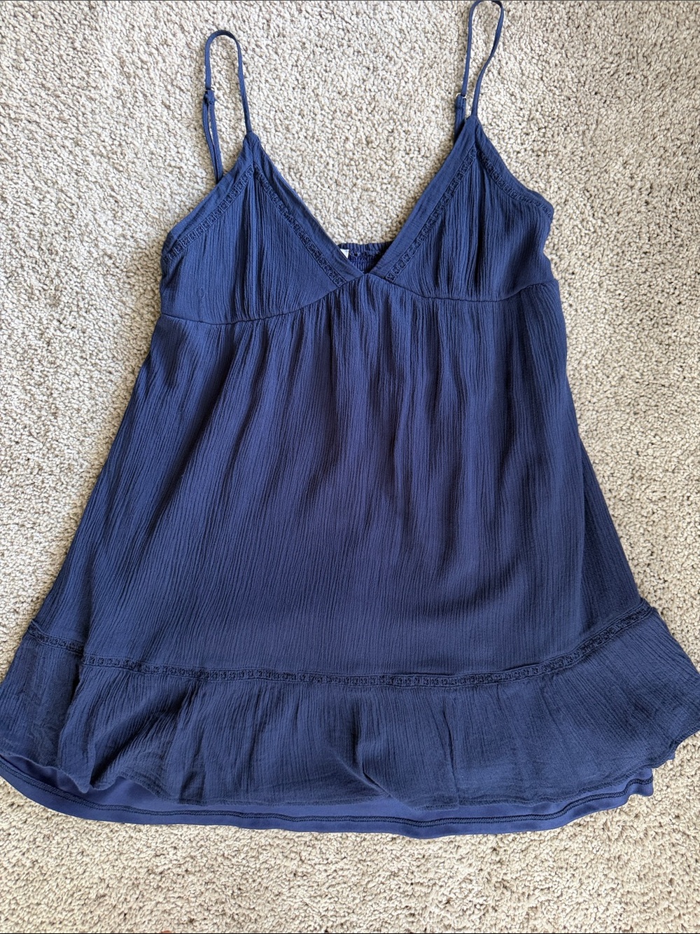 PacSun Navy Blue Mini Slip Dress with Ruffle Hem